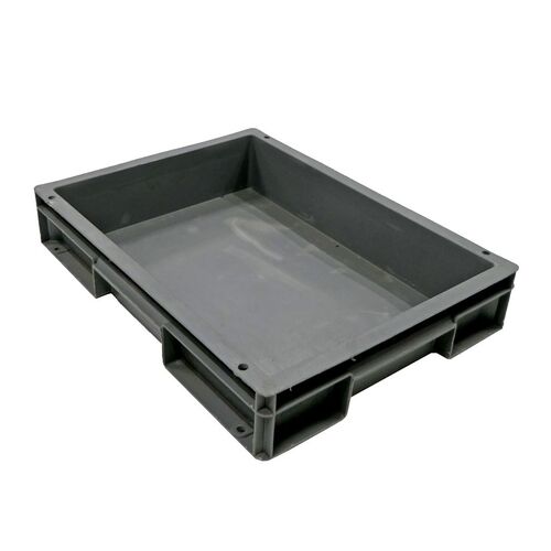 Gebruikte stapelbare magazijnbak 400x300x72mm (lxbxh) antraciet