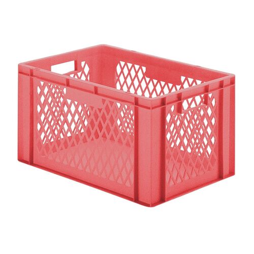 Transportkrat Euronorm plastic bak, krat TK1 600x400x320 rood