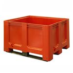 Palletbox blokpalletformaat 1200x1000x760 op 3 sleeplatten rood