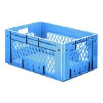 Zware transportkrat Euronorm plastic bak, krat VTK1 600x400x270 blauw